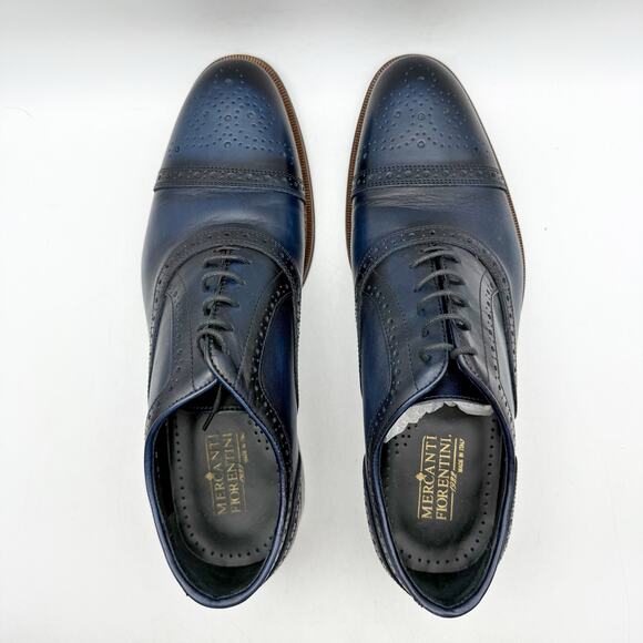 Mercanti Fiorentini Mens 7010 Oxford Shoes US 10 M Navy Leather GUC